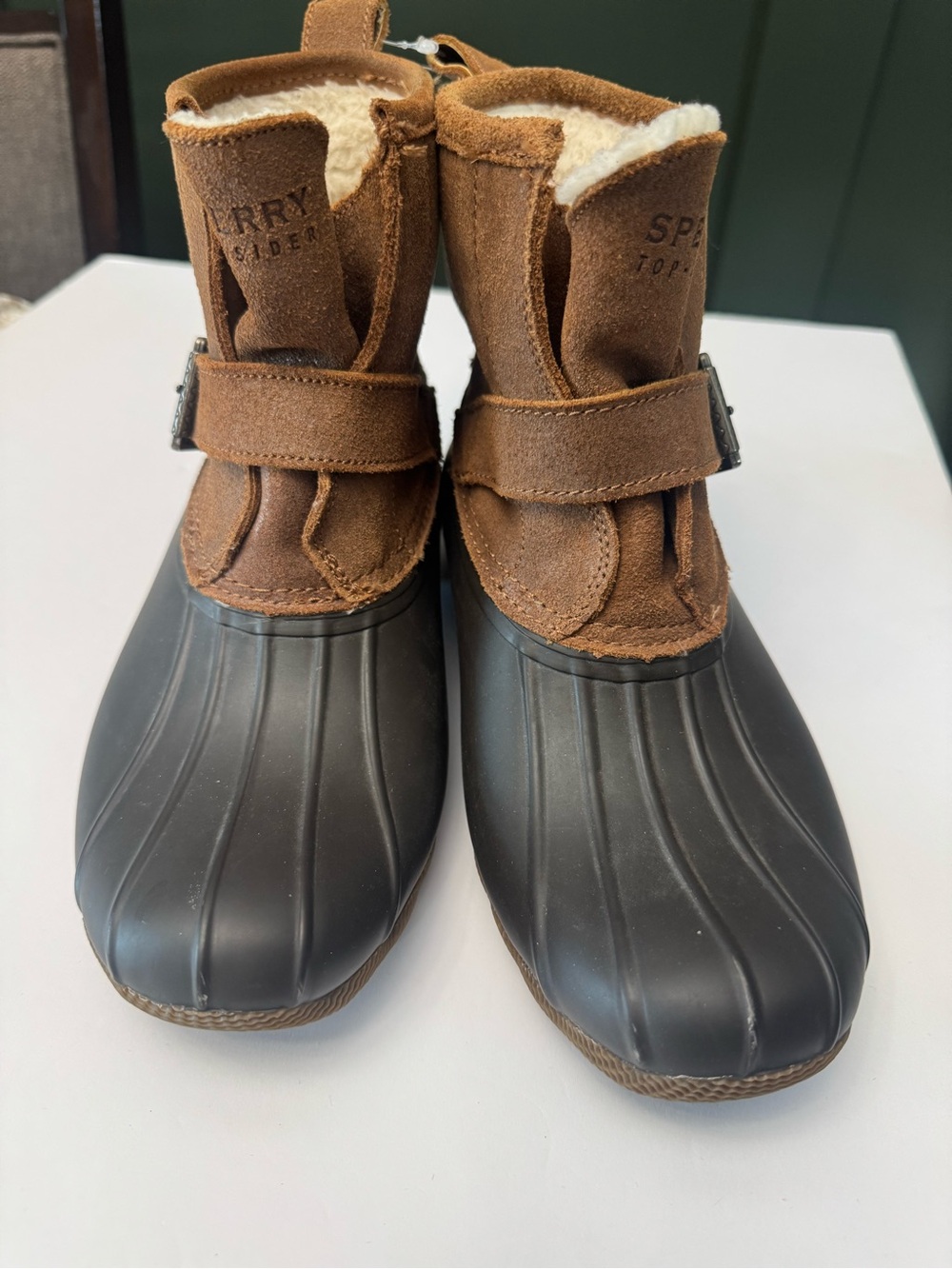 Sperry Women’s  Brown Suede & Black Rubber Duck Boots Size 9